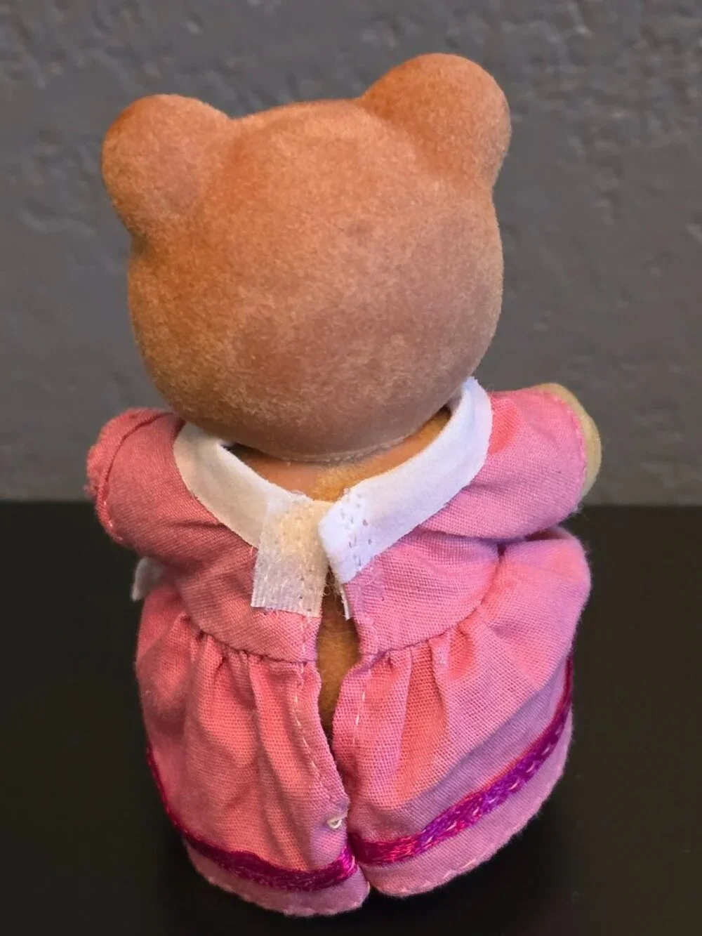 Vintage Flocked Bear Figures Lot of 2 Sylvanian or Teddy Bear Story